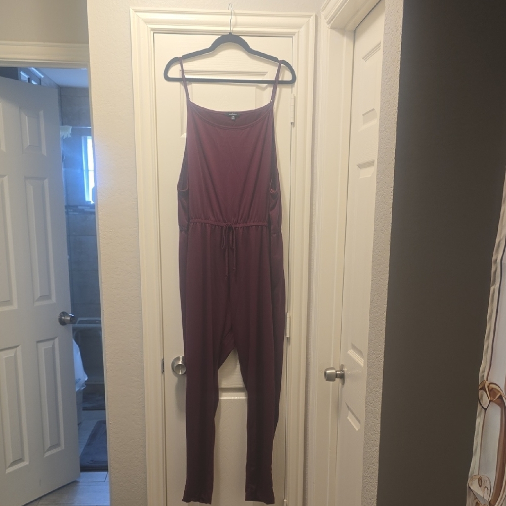 Burgundy Sleeveless Jumpsuit with Flowing Fit